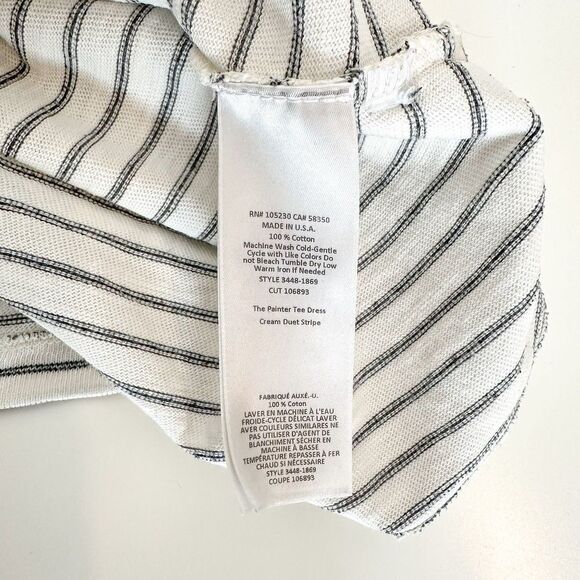 Current Elliott The Painter Tee Long Sleeve Dress Striped Cream 100% Cotton XS - Picture 6 of 9